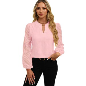 �Z�I���A ���f�B�[�X �g�b�v�X �V���c �V�A�[ Seoria Women Dressy Casual Top Elegant Sheer Long Sleeve Shirt Pink �s���N