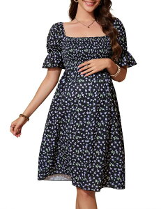 �y���������z �G���[�g�`���C�X ���f�B�[�X �����s�[�X �g�b�v�X Women's Summer Casual Square Neck Ruffle Short Sleeve Swiss Dot Flowy Mini Vacation Dress Purple