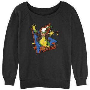 yz }[x fB[X TVc gbvX Juniors' X-Men Rogue 90s Style Graphic Slouchy Terry Pullover Black