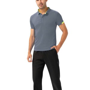 �A���i�J�V ���f�B�[�X �g�b�v�X T�V���c �|���V���c �R���g���X�g Anna-Kaci Men's Athletic Fit Polo Shirt with Contrast Collar and Moisture-Wicking Stretch Fabric Gray �O���[