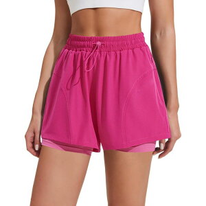 �s���X�p�[�N ���f�B�[�X �{�g���X �n�[�t�p���c�E�V���[�c �V���[�g�p���c Pinspark 2 in 1 Athletic Shorts for Women High Waisted Running Shorts with Zipper Pockets Hot Pink �s���N