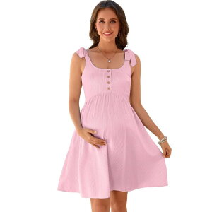 �R�W���C�� ���f�B�[�X �g�b�v�X �����s�[�X �m�[�X���[�u �}�^�j�e�B Kojooin Women Maternity Sleeveless Button Stripe Dress Pink Stripe �s���N