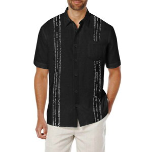 �N�[�t�@���f�B ���f�B�[�X �g�b�v�X T�V���c ���l�� COOFANDY Men'short Sleeve Linen Shirt Cuban Guayabera Shirtsummer Beach Tops Black �u���b�N