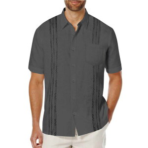 �N�[�t�@���f�B ���f�B�[�X �g�b�v�X T�V���c ���l�� COOFANDY Men'short Sleeve Linen Shirt Cuban Guayabera Shirtsummer Beach Tops Dark Grey �O���[