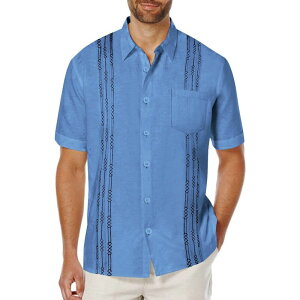 �N�[�t�@���f�B ���f�B�[�X �g�b�v�X T�V���c ���l�� COOFANDY Men'short Sleeve Linen Shirt Cuban Guayabera Shirtsummer Beach Tops Royal Blue �u���[