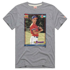 �I�}�[�W�� ���f�B�[�X �g�b�v�X T�V���c Unisex Homage Chipper Jones Gray Atlanta Braves Topps Baseball Tri-Blend T-Shirt Brv Grey �O���[
