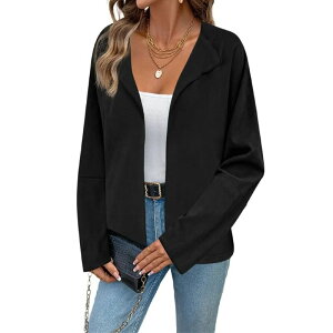 �G���[�g�X�s���b�g ���f�B�[�X �A�E�^�[ �W���P�b�g�E�u���]�� �u���U�[ EliteSpirit Women's Blazer Long Sleeve Open Front Blazers Casual Work Lightweight Suit Jacket Black �u���b�N