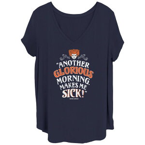 �f�B�Y�j�[ ���f�B�[�X �g�b�v�X T�V���c V�l�b�N �v���X�T�C�Y �O���t�B�b�N Disney's Hocus Pocus Juniors' Plusize Another Glorious Morning Makes Me Sick V-Neck Graphic Tee Navy �l�C�r�[