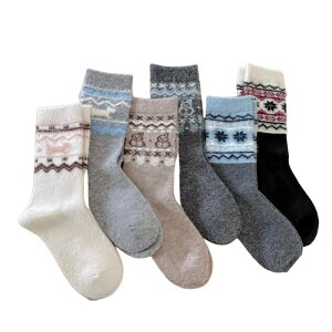 �A���i�J�V ���f�B�[�X �A���_�[�E�F�A �C�� �j�b�g Anna-Kaci Fair Isle Knit Crew Socks 6-Pair Set Soft Stretch Cozy Patterned Socks for Everyday Wear Multicolor �}���`�J���[