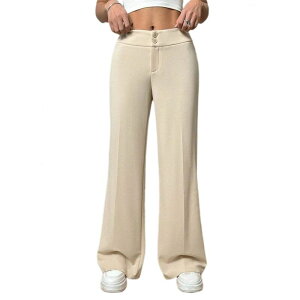�C�G�X�t�@�b�V���� ���f�B�[�X �{�g���X �J�W���A���p���c ���C�h���b�O Yesfashion Women's Dress Pants High Rise Wide Leg Trousers Business Casual Work Dressy Straight Slacks Pant Apricot �A�v���R�b�g