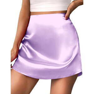 �W�[�O�[ ���f�B�[�X �{�g���X�J�[�g �n�C�E�G�X�g �~�j �V���N Zeagoo Skirts for Women Summer Skirts Casual Stain High Waist Silk Mini School Skirt Cute Skirt Purple �p�[�v��