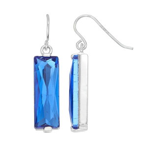 Aufbh fB[X ANZT[ sAXECO Unbranded Sterling Silver Crystal Rectangle Drop Earrings Blue u[