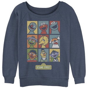 �A�j���L�����N�^�[ ���f�B�[�X �g�b�v�X T�V���c �p�C�� Licensed Character Juniors' Sesame Street Puppets Grid Poster Slouchy Terry Blue Heather �w�U�[