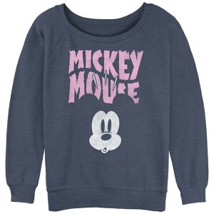 �f�B�Y�j�[ ���f�B�[�X �g�b�v�X T�V���c �p�C�� Disney's Juniors' Mickey Mouse Scared Slouchy Terry Blue Heather �w�U�[