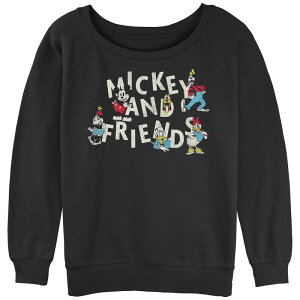 �f�B�Y�j�[ ���f�B�[�X �g�b�v�X T�V���c �p�C�� Disney's Juniors' Mickey Scattered Friendslouchy Terry Black �u���b�N