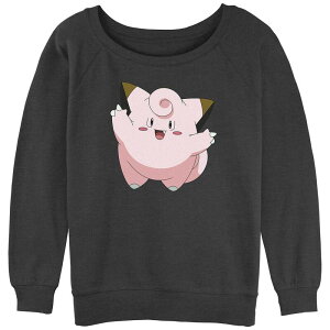 �A�j���L�����N�^�[ ���f�B�[�X �g�b�v�X T�V���c �p�C�� �X�E�F�b�g �O���t�B�b�N Licensed Character Juniors' Pokmon Happy Big Hug Clefairy Slouchy Terry Graphic Sweatshirt Charcoal Heather �`���R�[��
