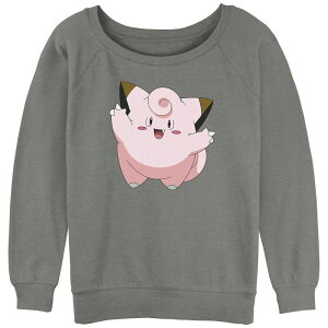 �A�j���L�����N�^�[ ���f�B�[�X �g�b�v�X T�V���c �p�C�� �X�E�F�b�g �O���t�B�b�N Licensed Character Juniors' Pokmon Happy Big Hug Clefairy Slouchy Terry Graphic Sweatshirt Gray Heather �O���[