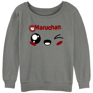 �A�j���L�����N�^�[ ���f�B�[�X �g�b�v�X T�V���c �p�C�� Licensed Character Juniors' Maruchan Winking Chibi Face Slouchy Terry Gray Heather �O���[