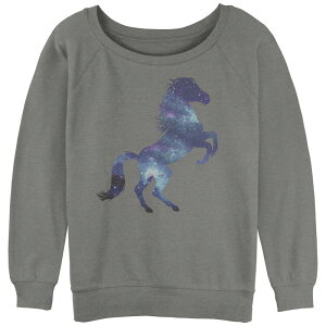 �A�j���L�����N�^�[ ���f�B�[�X �g�b�v�X T�V���c �p�C�� �O���t�B�b�N Licensed Character Juniors' Space Horse Silhouette Slouchy Terry Graphic Pullover Gray Heather �O���[