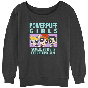 �A�j���L�����N�^�[ ���f�B�[�X �g�b�v�X T�V���c �p�C�� Licensed Character Juniors' Powerpuff Girlsugar Spice & Everything Nice Trio Slouchy Terry Pullover Charcoal Heather �`���R�[��