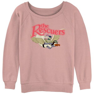 �f�B�Y�j�[ ���f�B�[�X �g�b�v�X T�V���c �p�C�� ���S Disney's The Rescuers Juniors' Flying Distressed Classic Logo Slouchy Terry Desert Pink �s���N