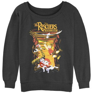 �f�B�Y�j�[ ���f�B�[�X �g�b�v�X T�V���c �p�C�� �_�E�� Disney's The Rescuers Juniors' Down Under Group Shot Slouchy Terry Charcoal Heather �`���R�[��