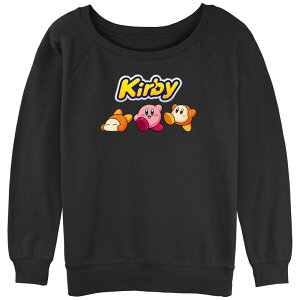 �A�j���L�����N�^�[ ���f�B�[�X �g�b�v�X T�V���c �p�C�� Licensed Character Juniors' Nintendo Kirby And Friendslouchy Terry Pullover Black �u���b�N