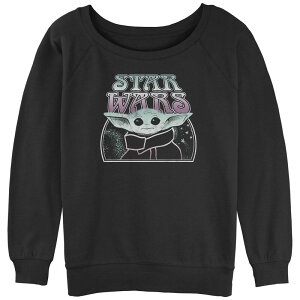 �X�^�[ �E�H�[�Y ���f�B�[�X �g�b�v�X T�V���c �p�C�� Juniors' Star Wars The Mandalorian Grogu Retro Slouchy Terry Black �u���b�N