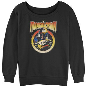 �X�^�[ �E�H�[�Y ���f�B�[�X �g�b�v�X T�V���c �p�C�� Juniors' Star Wars The Mandalorian Mando & Child Slouchy Terry Black �u���b�N