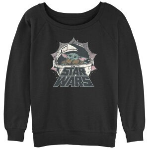 �X�^�[ �E�H�[�Y ���f�B�[�X �g�b�v�X T�V���c �p�C�� ���S Juniors' Star Wars The Mandalorian Child Retro Logo Slouchy Terry Black �u���b�N