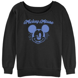 �f�B�Y�j�[ ���f�B�[�X �g�b�v�X T�V���c �p�C�� �O���t�B�b�N Disney Juniors' Mickey Mouse Winking Portrait Graphic Slouchy Terry Black �u���b�N