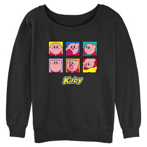 �A�j���L�����N�^�[ ���f�B�[�X �g�b�v�X T�V���c �p�C�� �O���t�B�b�N Licensed Character Juniors' Kirby Expressions Boxes Graphic Slouchy Terry Black �u���b�N
