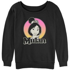 �A�j���L�����N�^�[ ���f�B�[�X �g�b�v�X T�V���c �p�C�� �O���t�B�b�N Licensed Character Juniors' Mulan Glam Style Graphic Slouchy Terry Black �u���b�N