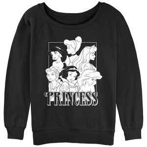 �f�B�Y�j�[ ���f�B�[�X �g�b�v�X T�V���c �p�C�� �O���t�B�b�N Juniors' Disney Princess Black And White Portrait Graphic Slouchy Terry Black �u���b�N