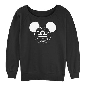 �f�B�Y�j�[ ���f�B�[�X �g�b�v�X T�V���c �p�C�� �O���t�B�b�N Disney Juniors' Mickey Mouse Libra Sign Graphic Slouchy Terry Black �u���b�N