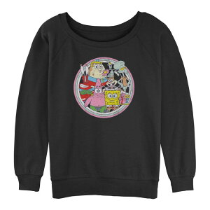 �A�j���L�����N�^�[ ���f�B�[�X �g�b�v�X T�V���c �p���c �p�C�� �O���t�B�b�N Licensed Character Juniors' SpongeBob SquarePants And Friendstamp Graphic Slouchy Terry Black �u���b�N