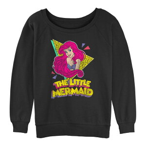 �f�B�Y�j�[ ���f�B�[�X �g�b�v�X T�V���c �p�C�� �O���t�B�b�N Disney Juniors' The Little Mermaid Ariel 80's Portrait Graphic Slouchy Terry Black �u���b�N