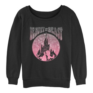 �f�B�Y�j�[ ���f�B�[�X �g�b�v�X T�V���c �p�C�� �O���t�B�b�N Disney Juniors' Beauty And The Beast Castle Graphic Slouchy Terry Black �u���b�N