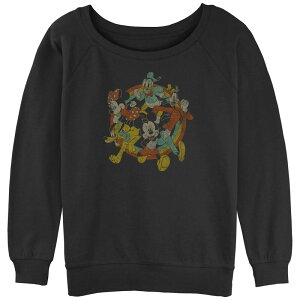 �f�B�Y�j�[ ���f�B�[�X �g�b�v�X T�V���c �p�C�� �O���t�B�b�N Disney's Mickey Mouse And Friends Happy Runners Juniors' Graphic Slouchy Terry Black �u���b�N