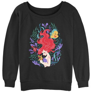 �f�B�Y�j�[ ���f�B�[�X �g�b�v�X T�V���c �p�C�� �O���t�B�b�N Disney's The Little Mermaid Ariel Profile Portrait Juniors' Graphic Slouchy Terry Black �u���b�N