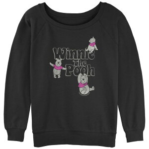 �f�B�Y�j�[ ���f�B�[�X �g�b�v�X T�V���c �p�C�� �O���t�B�b�N Disney's Winnie The Pooh Playful Winnie Juniors' Graphic Slouchy Terry Black �u���b�N