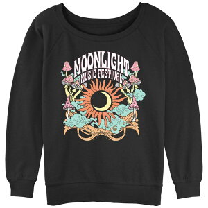 �A���u�����f�b�h ���f�B�[�X �g�b�v�X T�V���c �p�C�� �O���t�B�b�N Unbranded Juniors' Moonlight Music Festival Slouchy Terry Graphic Pullover Black �u���b�N