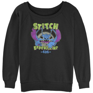 �f�B�Y�j�[ ���f�B�[�X �g�b�v�X T�V���c �p�C�� �O���t�B�b�N Disney's Lilo & Stitch Juniors' Experiment 626 Alien Mode Slouchy Terry Graphic Pullover Black �u���b�N