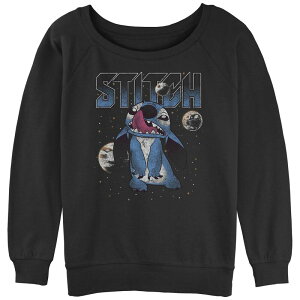 �f�B�Y�j�[ ���f�B�[�X �g�b�v�X T�V���c �p�C�� �O���t�B�b�N Disney's Lilo & Stitch Juniors' Planetstitch Slouchy Terry Graphic Pullover Black �u���b�N