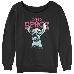 �f�B�Y�j�[ ���f�B�[�X �g�b�v�X T�V���c �p�C�� �O���t�B�b�N Disney's Lilo & Stitch I Need Space Stitch Juniors' Graphic Slouchy Terry Black �u���b�N