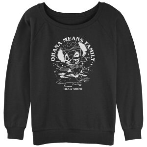 �f�B�Y�j�[ ���f�B�[�X �g�b�v�X T�V���c �p�C�� �O���t�B�b�N Disney's Lilo & Stitch Celestial Ohana Means Family Juniors' Graphic Slouchy Terry Black �u���b�N