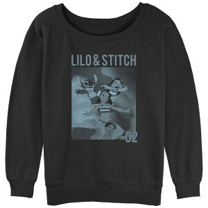 �f�B�Y�j�[ ���f�B�[�X �g�b�v�X T�V���c �p�C�� �O���t�B�b�N Disney's Lilo & Stitch Surfing Ohana Juniors' Graphic Slouchy Terry Black �u���b�N