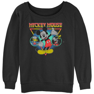 �f�B�Y�j�[ ���f�B�[�X �g�b�v�X T�V���c �p�C�� �O���t�B�b�N Disney's Mickey Mouse With Donald And Goofy Juniors' Graphic Slouchy Terry Black �u���b�N