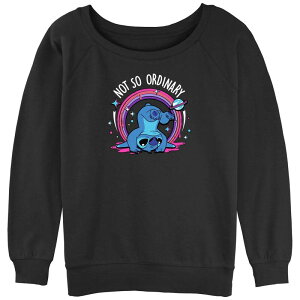�f�B�Y�j�[ ���f�B�[�X �g�b�v�X T�V���c �p�C�� �O���t�B�b�N Disney's Lilo & Stitch Juniors' Not Sordinary Stitch Slouchy Terry Graphic Pullover Black �u���b�N