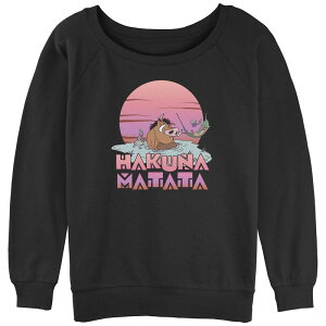 �f�B�Y�j�[ ���f�B�[�X �g�b�v�X T�V���c �p�C�� �O���t�B�b�N Disney's The Lion King Juniors' Hakuna Matata Bath Graphic Slouchy Terry Pullover Black �u���b�N